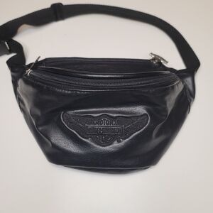 Harley Davidson Black Faux Leather Unisex Riding Crossbody Fanny Pack  Zipper